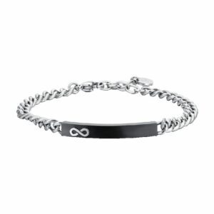 BRACCIALE UOMO IN ACCIAIO PIASTRA IP BLACK CON INFINITO