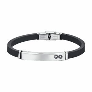 BRACCIALE UOMO IN SILICONE CON PIASTRA ED INFINITO