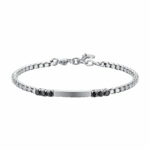 BRACCIALE UOMO IN ACCIAIO PIASTRA E ZIRCONI NERI