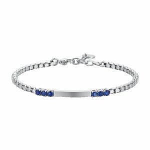BRACCIALE UOMO IN ACCIAIO PIASTRA E ZIRCONI BLU