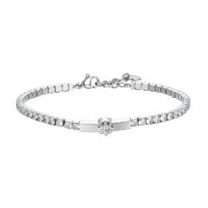 BRACCIALE TENNIS UOMO ROSA DEI VENTI E ZIRCONI BIANCHI