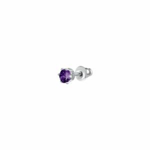 MONO ORECCHINO PUNTO LUCE DONNA IN ACCIAIO CON ZIRCONE VIOLA