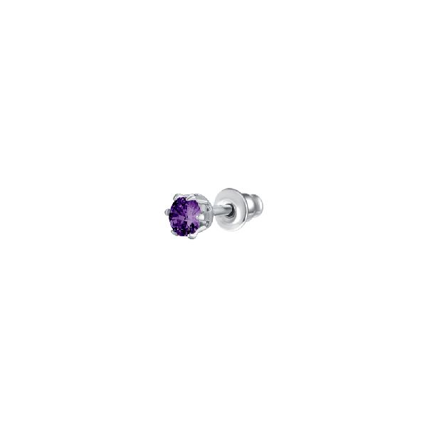 MONO ORECCHINO PUNTO LUCE DONNA IN ACCIAIO CON ZIRCONE VIOLA
