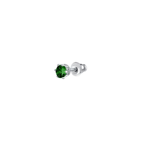 MONO ORECCHINO PUNTO LUCE DONNA IN ACCIAIO CON ZIRCONE VERDE