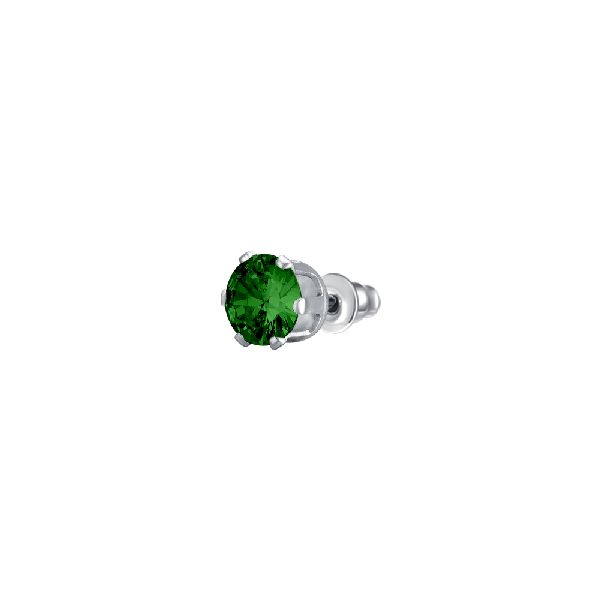 MONO ORECCHINO PUNTO LUCE DONNA IN ACCIAIO CON ZIRCONE VERDE