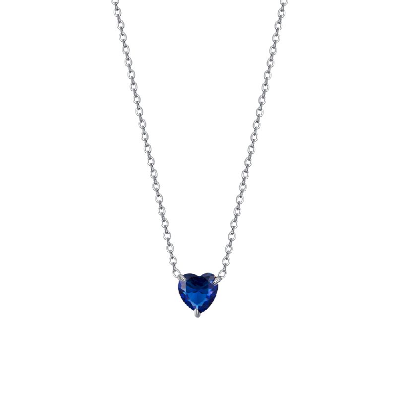 COLLANA DONNA IN ACCIAIO CON CUORE CRISTALLO BLU