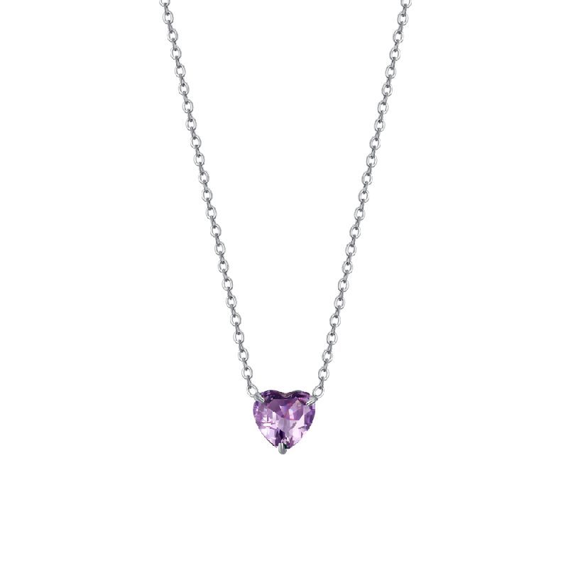 COLLANA DONNA IN ACCIAIO CON CUORE CRISTALLO VIOLA
