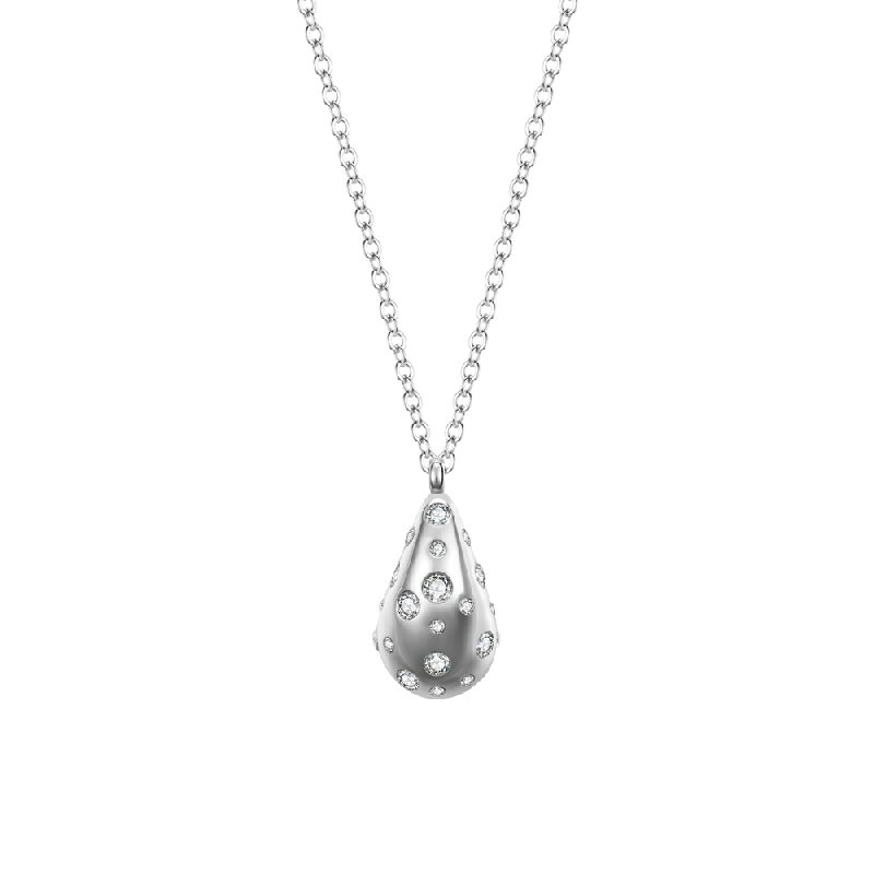 COLLANA DONNA GOCCIA IN ACCIAIO CON CRISTALLI BIANCHI