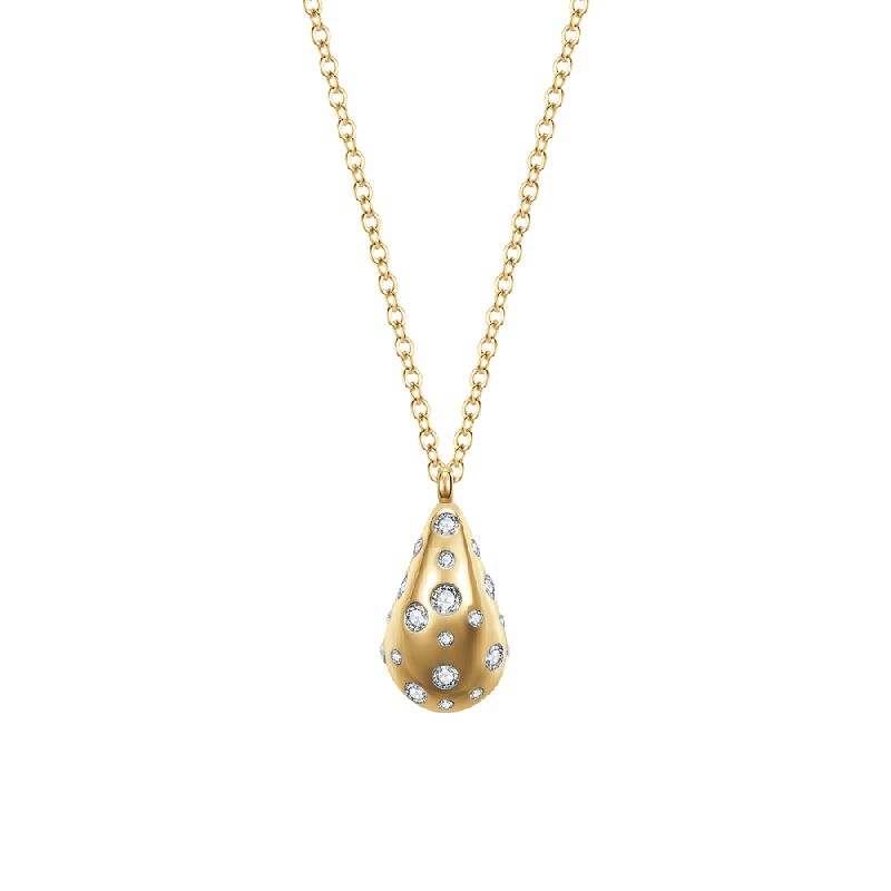 COLLANA DONNA GOCCIA IN ACCIAIO E IP GOLD CON CRISTALLI BIANCHI