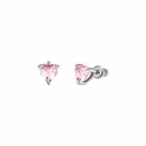 ORECCHINI DONNA IN ACCIAIO CON CUORE CRISTALLO ROSA