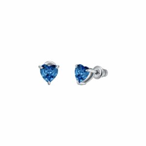 ORECCHINI DONNA IN ACCIAIO CON CUORE CRISTALLO BLU