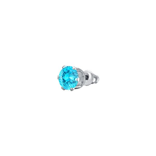MONO ORECCHINO PUNTO LUCE DONNA IN ACCIAIO CON ZIRCONE ACQUAMARINA