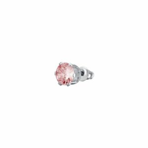 MONO ORECCHINO PUNTO LUCE DONNA IN ACCIAIO CON ZIRCONE ROSA