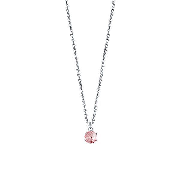 COLLANA PUNTO LUCE DONNA IN ACCIAIO CON ZIRCONE ROSA