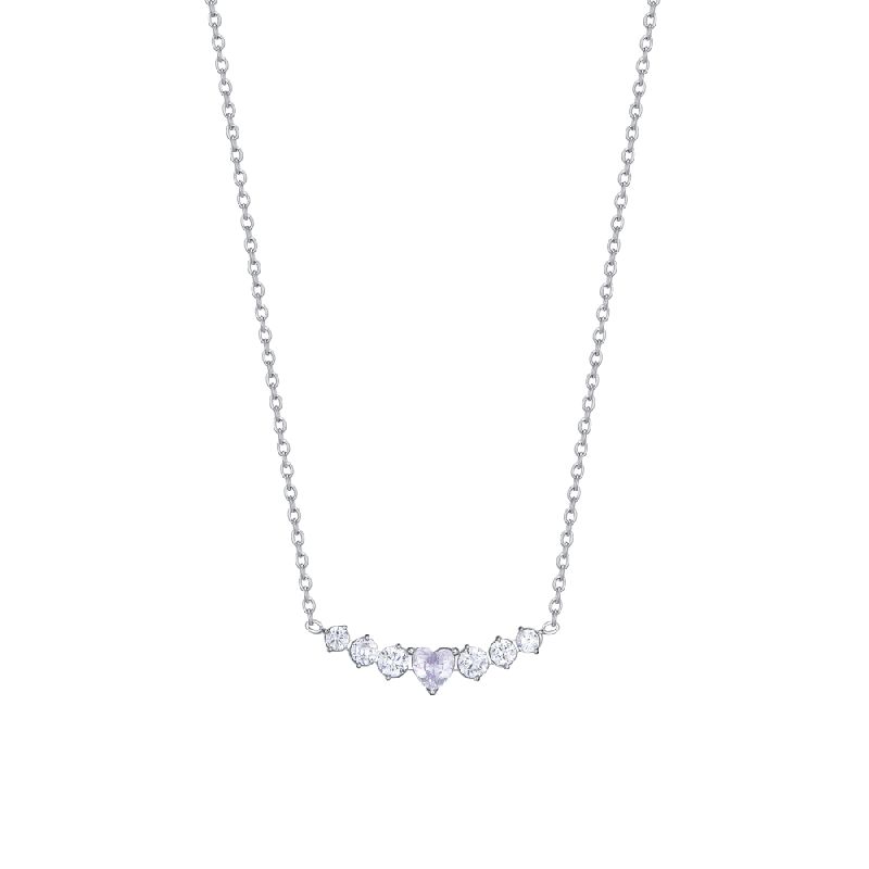 COLLANA DONNA IN ACCIAIO CON CUORE E CRISTALLI BIANCHI