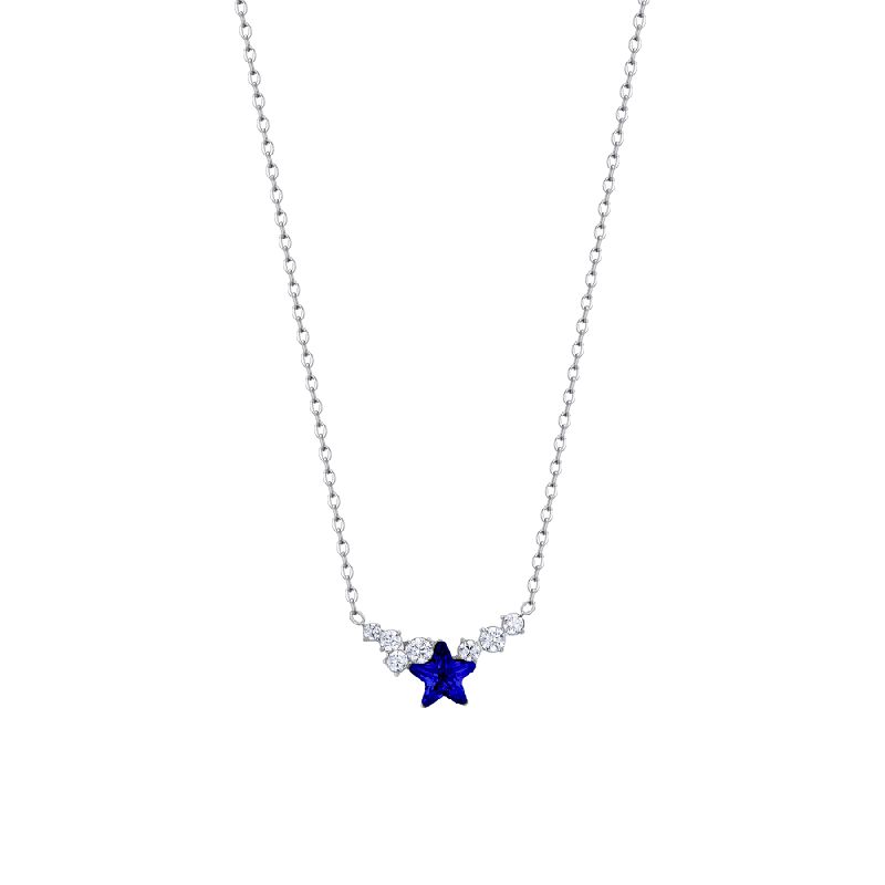 COLLANA DONNA IN ACCIAIO CON STELLA BLU E CRISTALLI BIANCHI