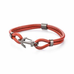 Bracciale Uomo In Pelle Con Simbolo Ancora, Bracciale Uomo Collezione Marine