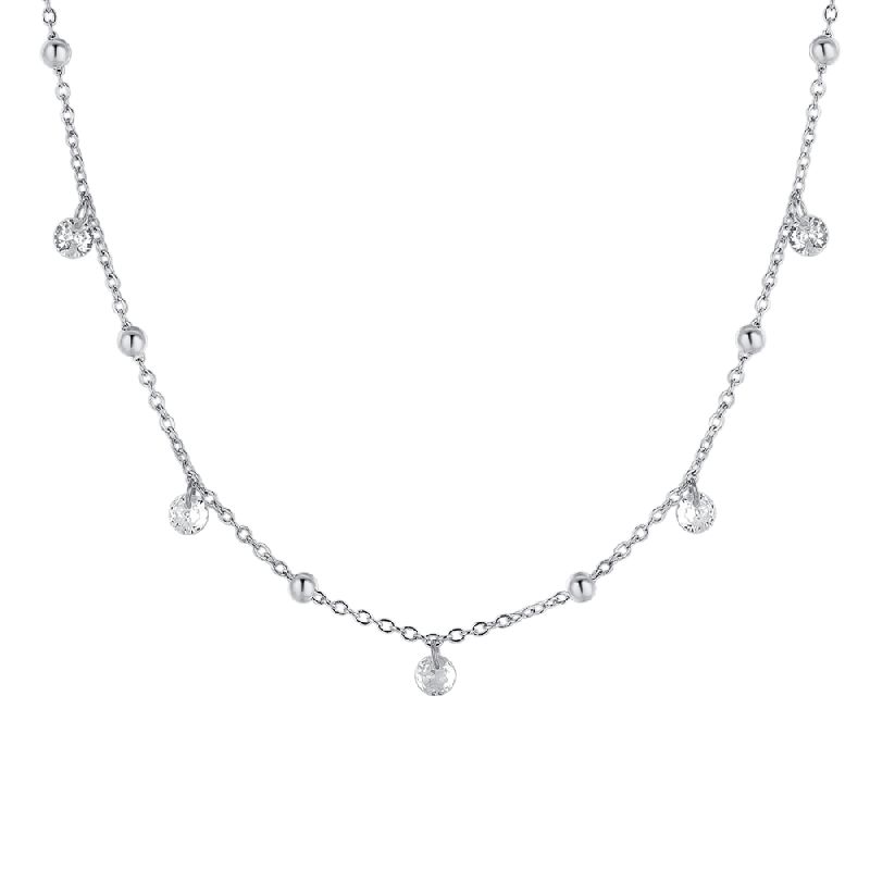 COLLANA DONNA IN ACCIAIO CON ZIRCONI BIANCHI