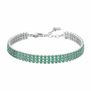 BRACCIALE TENNIS DONNA IN ACCIAIO CON ZIRCONI VERDI
