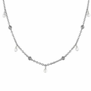 COLLANA DONNA IN ACCIAIO CON PERLE BIANCHE