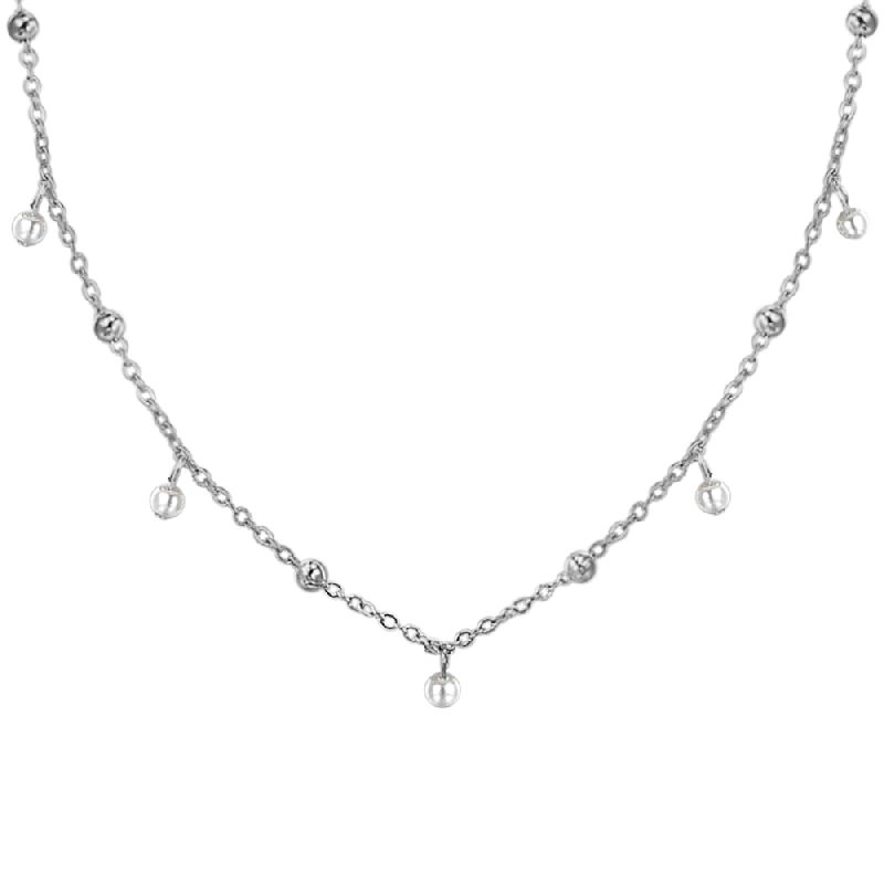 COLLANA DONNA IN ACCIAIO CON PERLE BIANCHE