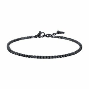 BRACCIALE TENNIS IN ACCIAIO NERO CON ZIRCONI NERI