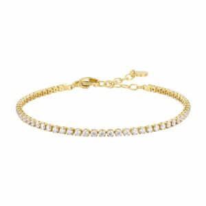 BRACCIALE TENNIS DONNA IN ACCIAIO CON ZIRCONI BIANCHI COLORE ORO