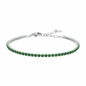 BRACCIALE TENNIS DONNA IN ACCIAIO CON ZIRCONI VERDI