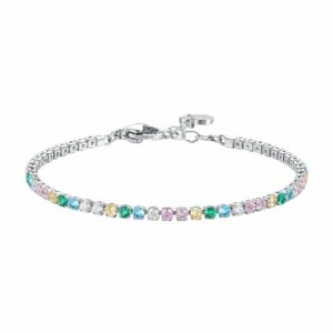 BRACCIALE TENNIS DONNA IN ACCIAIO CON ZIRCONI MULTICOLOR