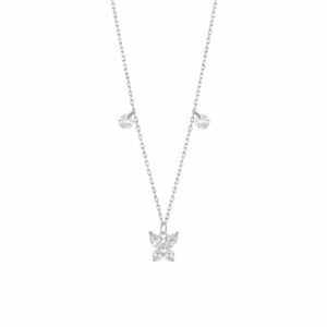 COLLANA DONNA IN ACCIAIO CON PENDENTE FARFALLA ED ALI ZIRCONE BIANCO