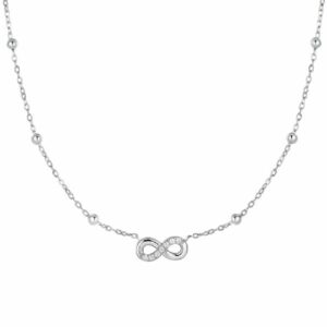 COLLANA DONNA IN ACCIAIO CON INFINITO E PUNTI LUCE DI ZIRCONE BIANCO