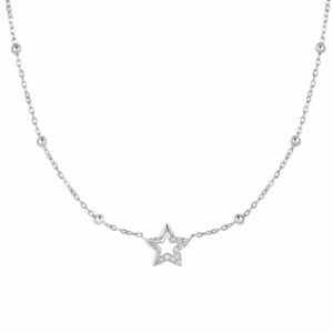 COLLANA DONNA IN ACCIAIO CON STELLA E PUNTI LUCE IN ZIRCONE BIANCO