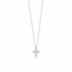 COLLANA BAMBINA IN ACCIAIO CON CROCE CON ZIRCONI BIANCHI