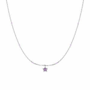 COLLANA BAMBINA IN ACCIAIO CON STELLA ZIRCONE VIOLA E PIETRE VIOLA
