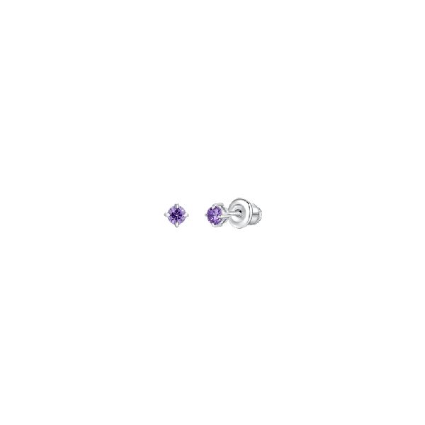 ORECCHINI BAMBINA IN ACCIAIO CON ZIRCONE VIOLA