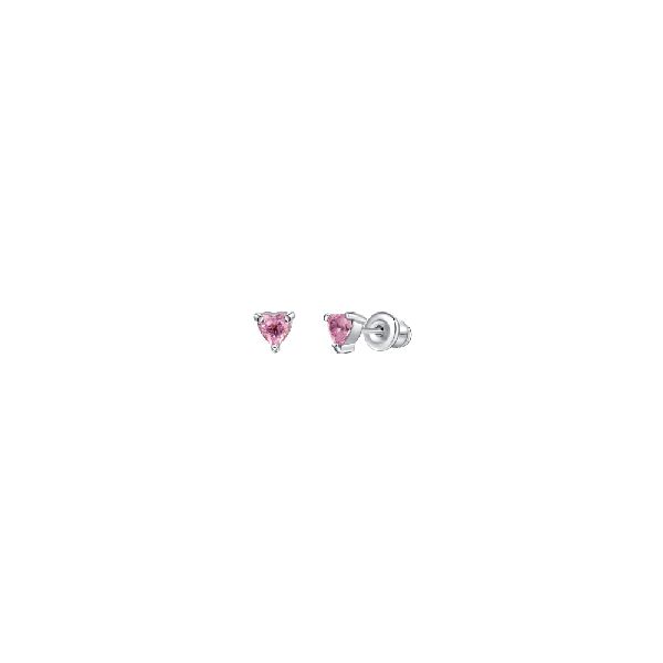 ORECCHINI BAMBINA IN ACCIAIO CON CUORE ZIRCONE ROSA
