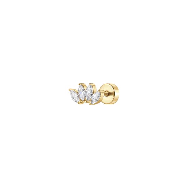 PIERCING ORECCHIO DONNA IN ACCIAIO COLORE ORO VENTAGLIO ZIRCONI BIANCHI