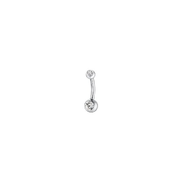PIERCING OMBELICO DONNA IN ACCIAIO CON SFERA E ZIRCONE BIANCO