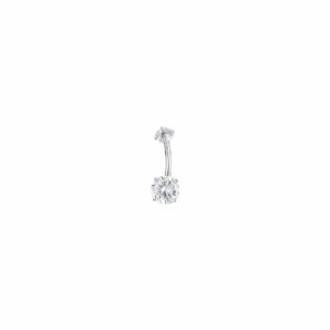 PIERCING OMBELICO DONNA IN ACCIAIO CON ZIRCONI BIANCHI