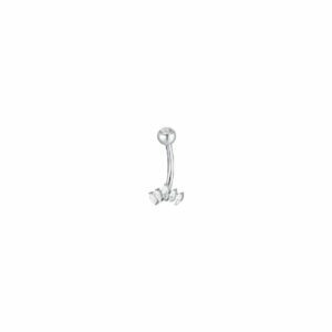 PIERCING OMBELICO DONNA IN ACCIAIO CON VENTAGLIO ZIRCONI BIANCHI