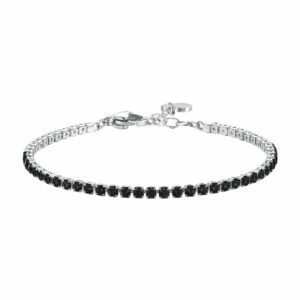 BRACCIALE TENNIS DONNA IN ACCIAIO CON ZIRCONI NERI