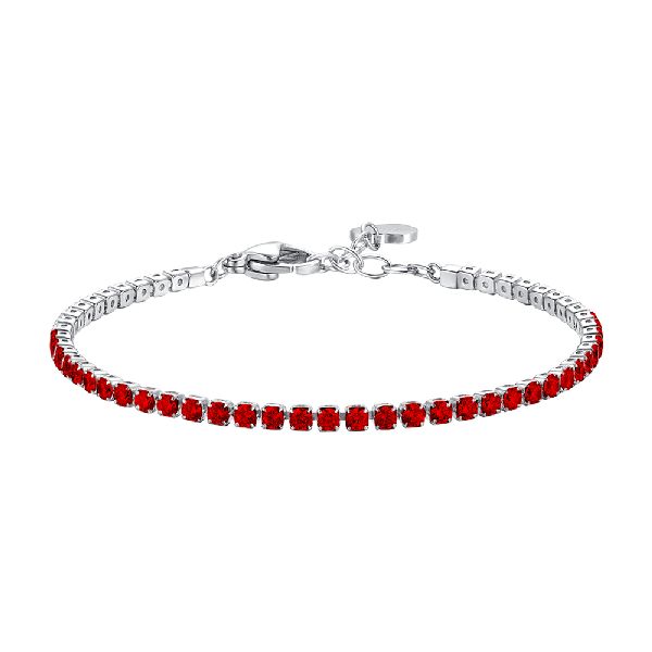 BRACCIALE TENNIS DONNA IN ACCIAIO COLORE ORO CON ZIRCONI ROSSI
