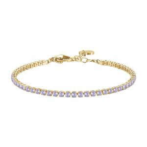 BRACCIALE TENNIS DONNA IN ACCIAIO COLORE ORO CON ZIRCONI VIOLA