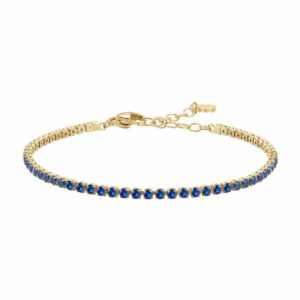 BRACCIALE TENNIS DONNA IN ACCIAIO COLORE ORO CON ZIRCONI BLU