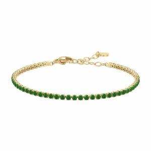 BRACCIALE TENNIS DONNA IN ACCIAIO COLORE ORO CON ZIRCONI VERDI