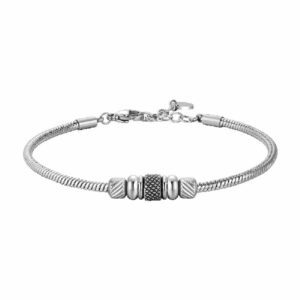 BRACCIALE UOMO IN ACCIAIO CON ELEMENTO CON SMALTO NERO