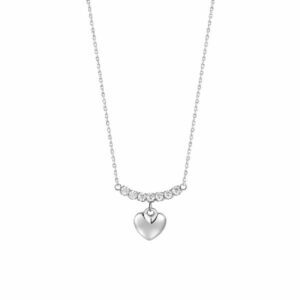 COLLANA DONNA IN ACCIAIO CON CUORE E ZIRCONI BIANCHI