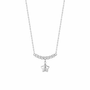 COLLANA DONNA IN ACCIAIO CON STELLA E ZIRCONI BIANCHI