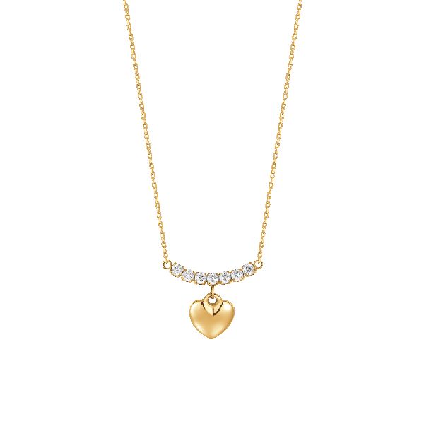 COLLANA DONNA IN ACCIAIO IP GOLD CON CUORE E ZIRCONI BIANCHI