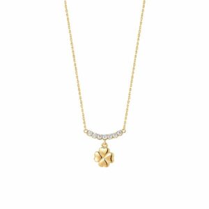 COLLANA DONNA IN ACCIAIO IP GOLD CON QUADRIFOGLIO E ZIRCONI BIANCHI